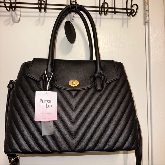 WOMEN'S SATCHEL HANDBAG  PURSE FAUX LEATHER SHOULDER TOTE BAG 2 PIECES SET NEW - Picture 2 of 7